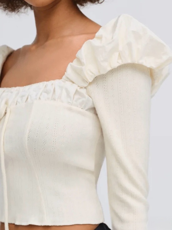 For Love And Lemons Tops - For Love & Lemons Aliyah Pointelle Top in Cream Size XL NWT